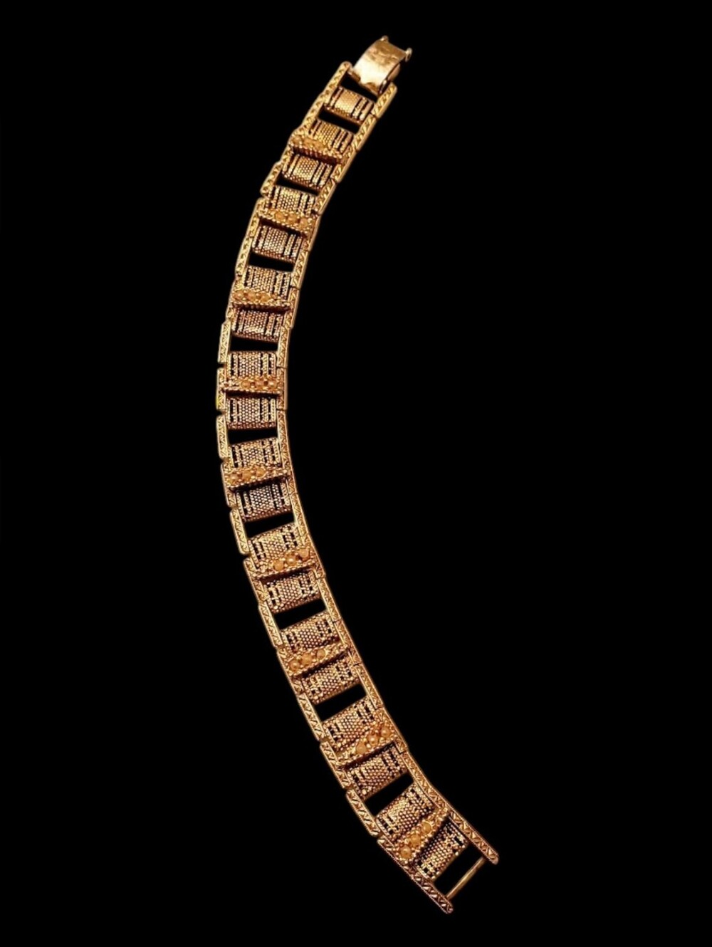 1950's Elegant Pearl Gold-Tone Book Chain Bracelet, Delicate Styling